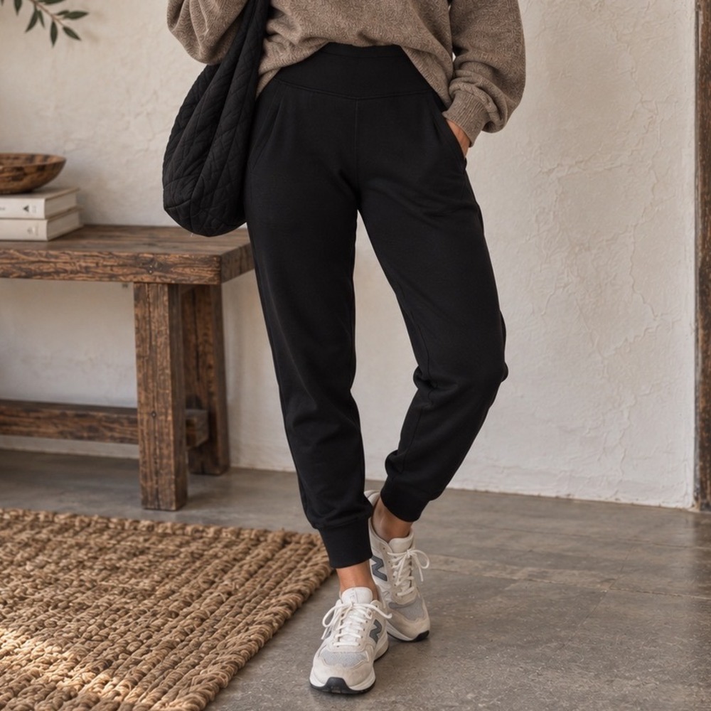 Pact Women's Black joggers Small Organic Cotton Yoga Ankle